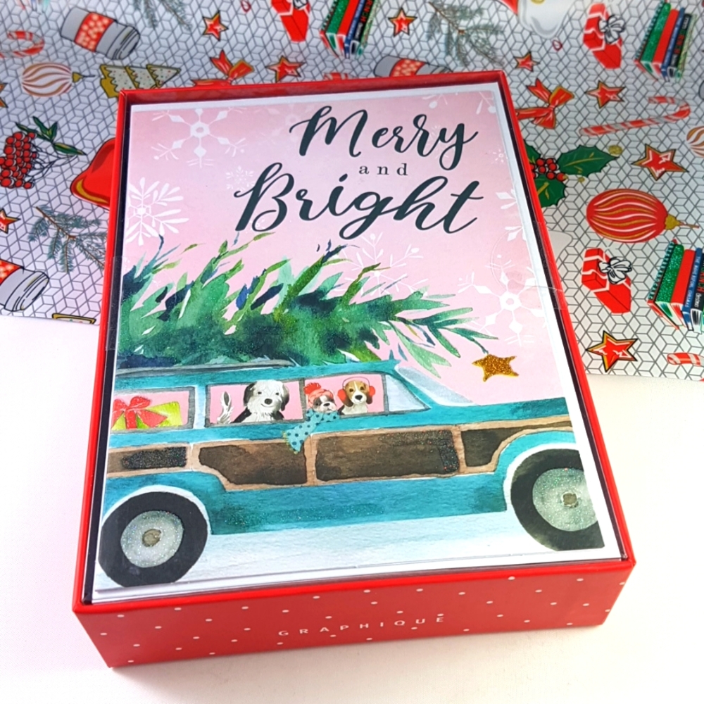 🎅🏼2/26$ 30 pcs Merry & Bright Christmas Cards and Envelopes 4.75x 6.75" In.